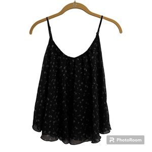 Express Black Floral Print Chiffon Tank Top Women's Size Small.